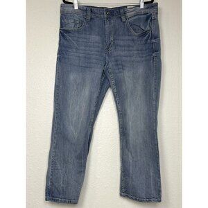 TK AXEL Mens 38x30 Slim Boot Medium Wash Stretch Faux Flap Pocket JEANS EUC
